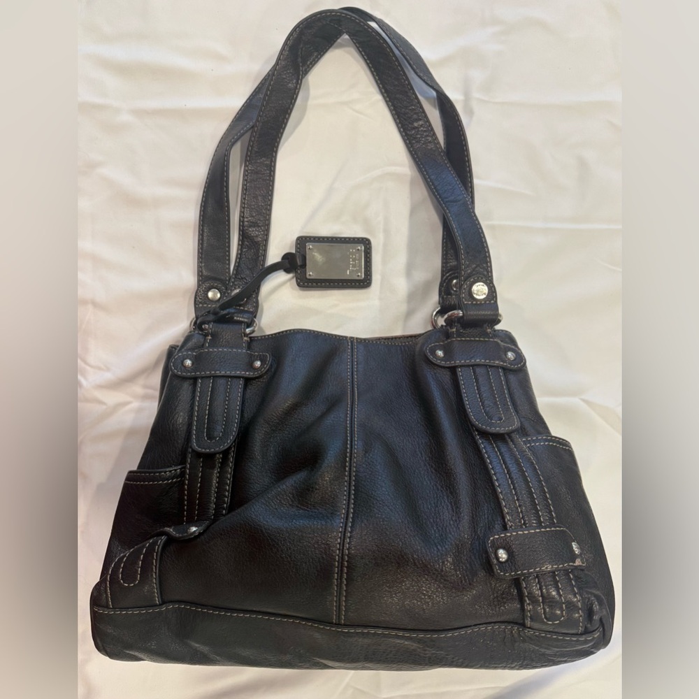 Tignanello Black Leather Handbag Bag